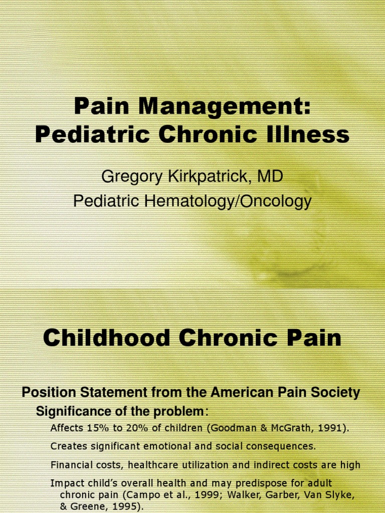 Pain Management Pediatric Chronic Illness Chronic Pain Pain