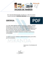 Certificado de Trabajo Cherly