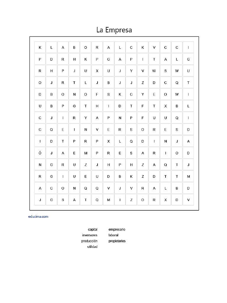 Sopa de Letra La Empresa 2 | PDF