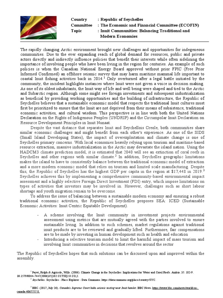 Inuit Economic Sustainability in Seychelles | PDF | Sustainability | Inuit