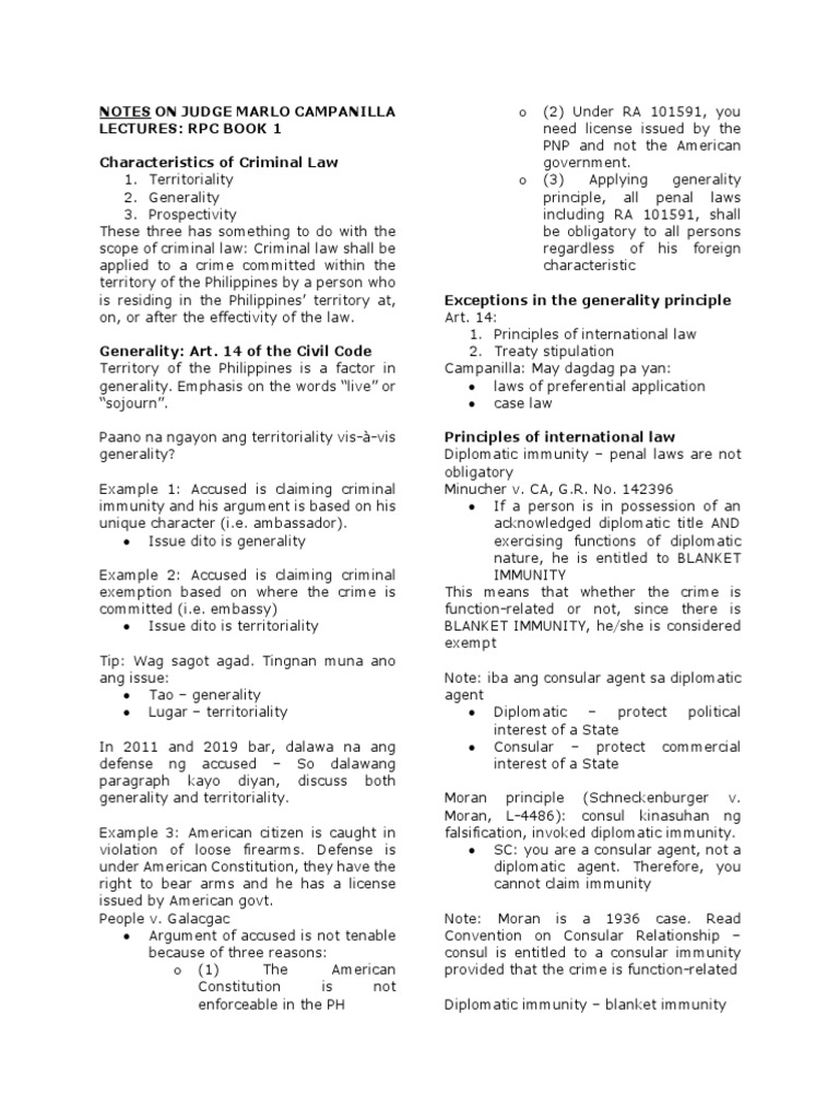 Notes On Judge Marlo Campanilla Lectures: RPC Book 1 Characteristics of ...