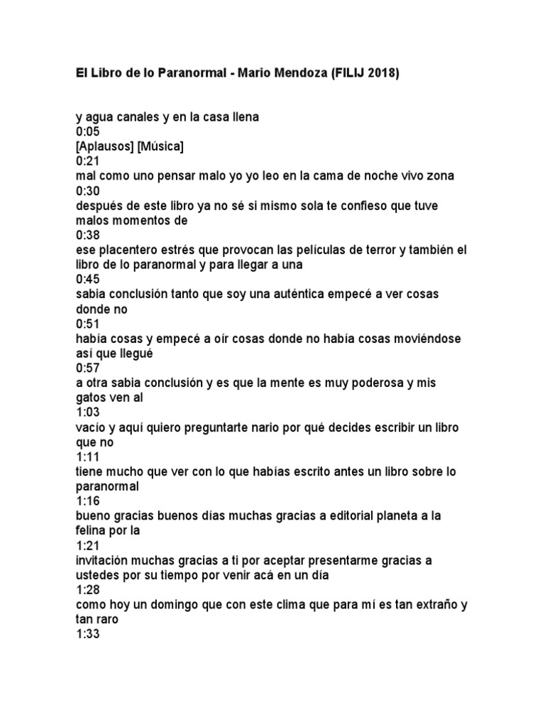 El Libro de Lo Paranormal - Mario Mendoza (FILIJ 2018) | PDF | Verdad ...