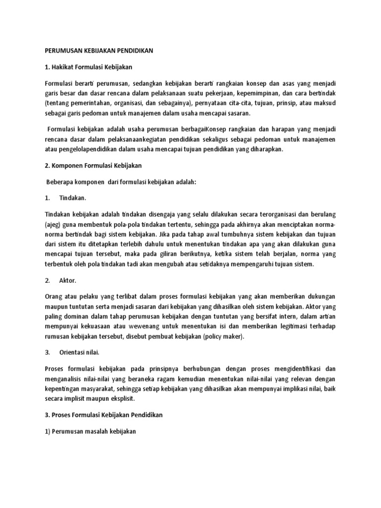 Perumusan Kebijakan Pendidikan Pdf