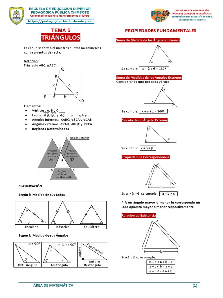 Propiedades y Problemas de Triángulos | PDF | Triángulo | Geometría ...
