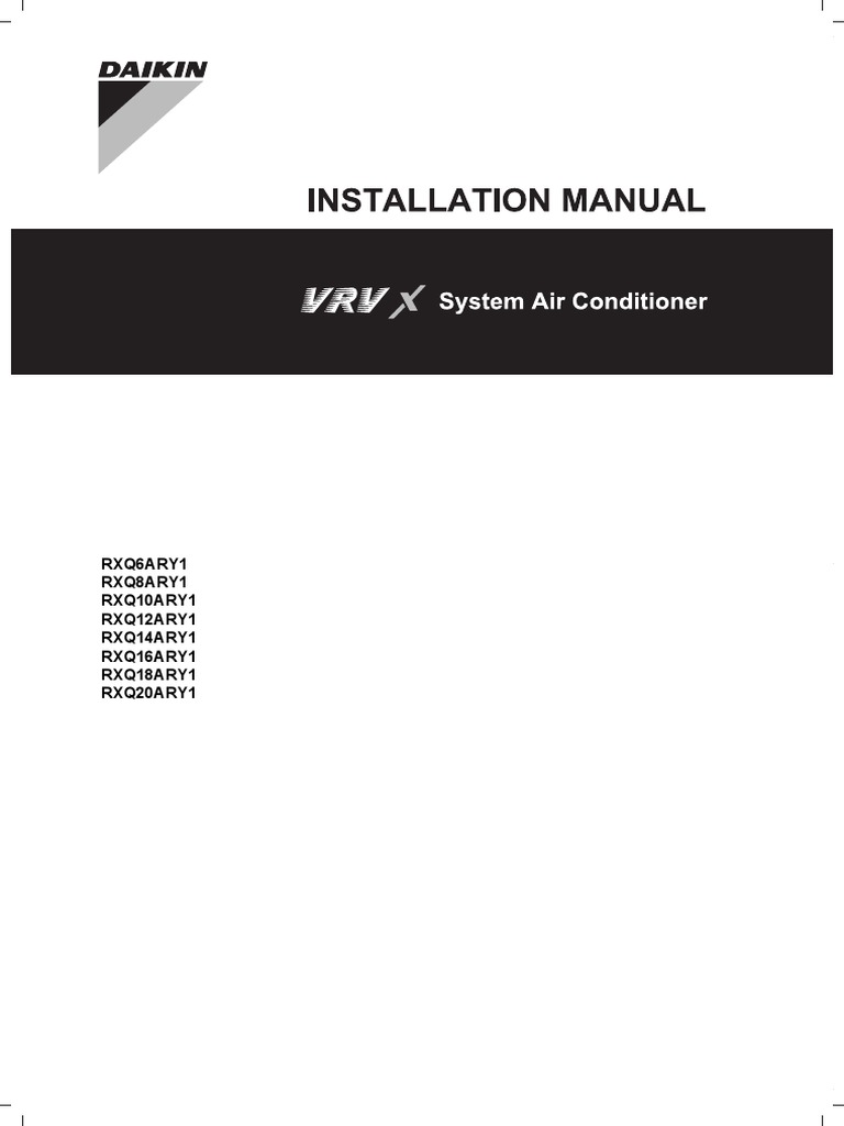 Daikin Vrv X 44page 3p508501 1e Installation Manual Instructions For