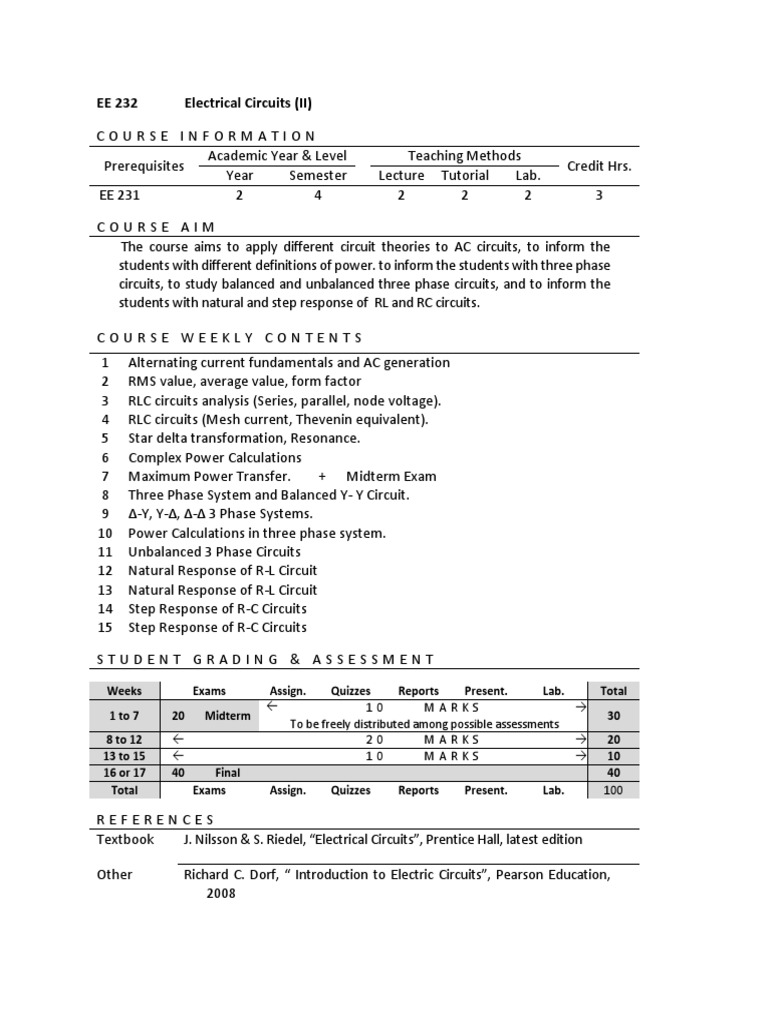 EE 232: Advanced Electrical Circuits | PDF | Science & Mathematics