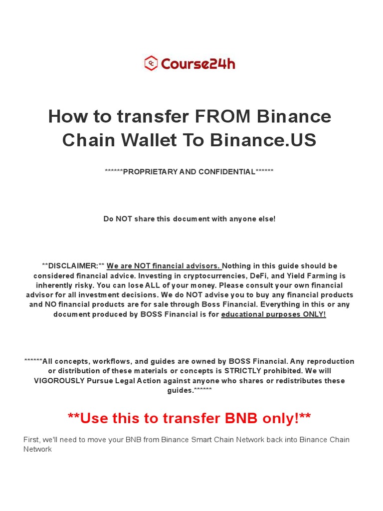 How To Transfer FROM Binance Chain Wallet To Binance - US | PDF | Business  | Economies