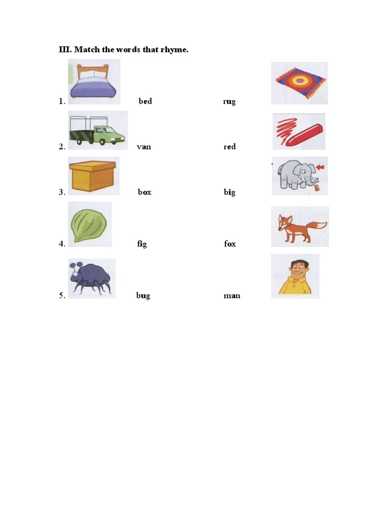 Rhyming Word Match Activity | PDF | Young Adult | General Fiction