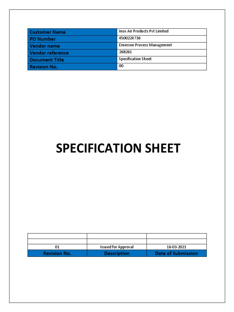 specification-sheet-customer-name-po-number-vendor-name-vendor