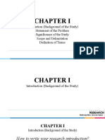 Introduction (Background of The Study) Statement of The Problem Significance of The Study Scope and Delimitation Definition of Terms