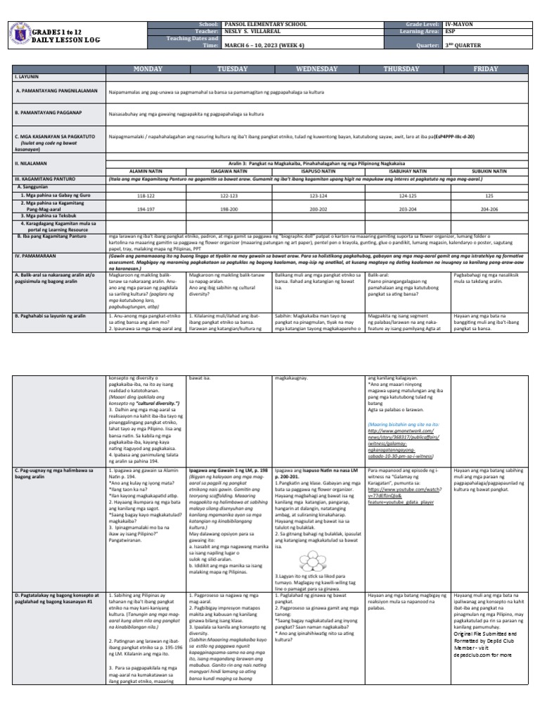 DLL - Esp 4 - Q3 - W4 | PDF