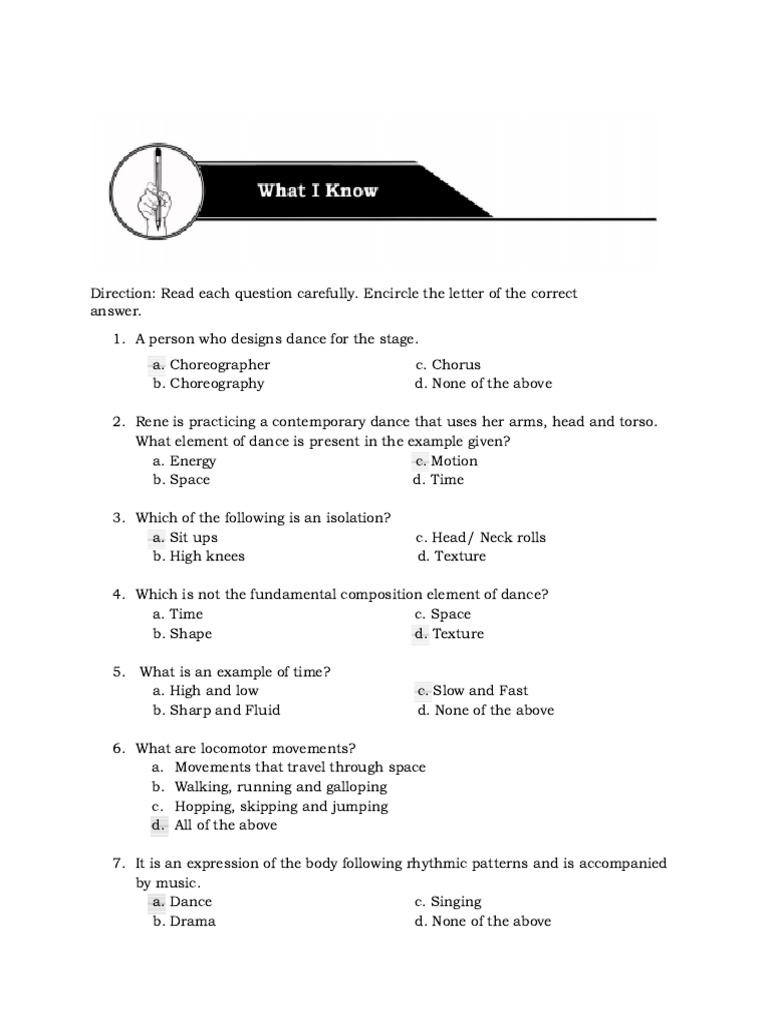 Activity on lesson 1 nature and elements of dance pdf dances