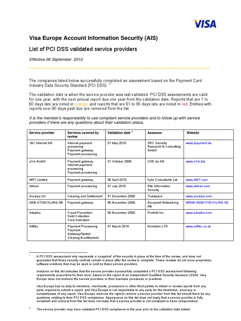 PCI DSS Validated Service Providers List | PDF | Payment Card Industry ...