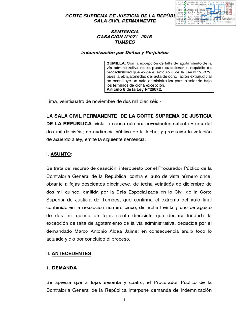 Corte Suprema de Justicia de La República Sala Civil Permanente ...