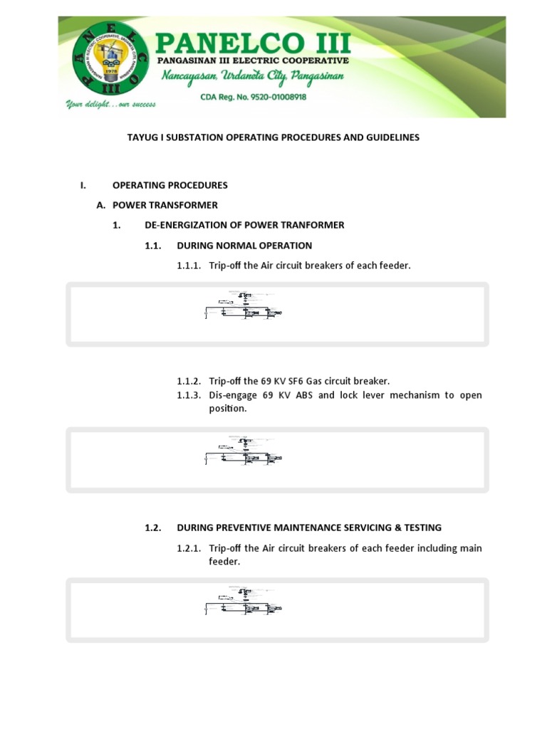 Tayug I Substation Operating Procedures and Guidelines | PDF ...