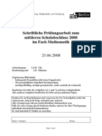 Schriftliche Prüfungsarbeit Zum Mittleren Schulabschluss 2008 Im Fach Mathematik