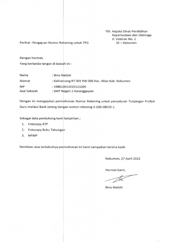 Surat Permohonan Dan Lampiran | PDF