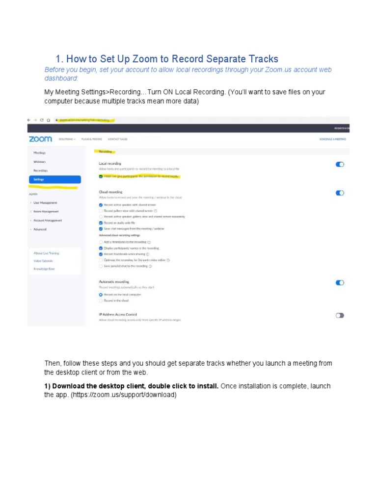 Zoom Recording Instructions PDF Computer File World Wide 