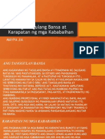 Ang Tangulang Bansa at Karapatan NG Mga Kababaehan