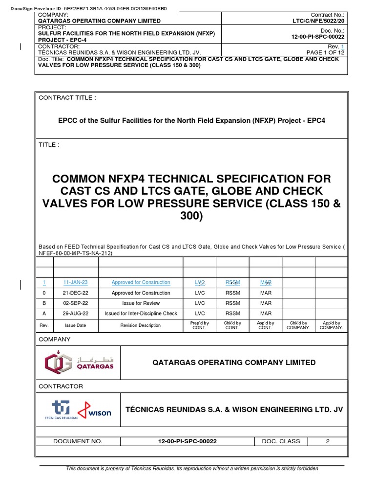 12 00 Pi SPC 00022 | PDF | Pipe (Fluid Conveyance) | Valve