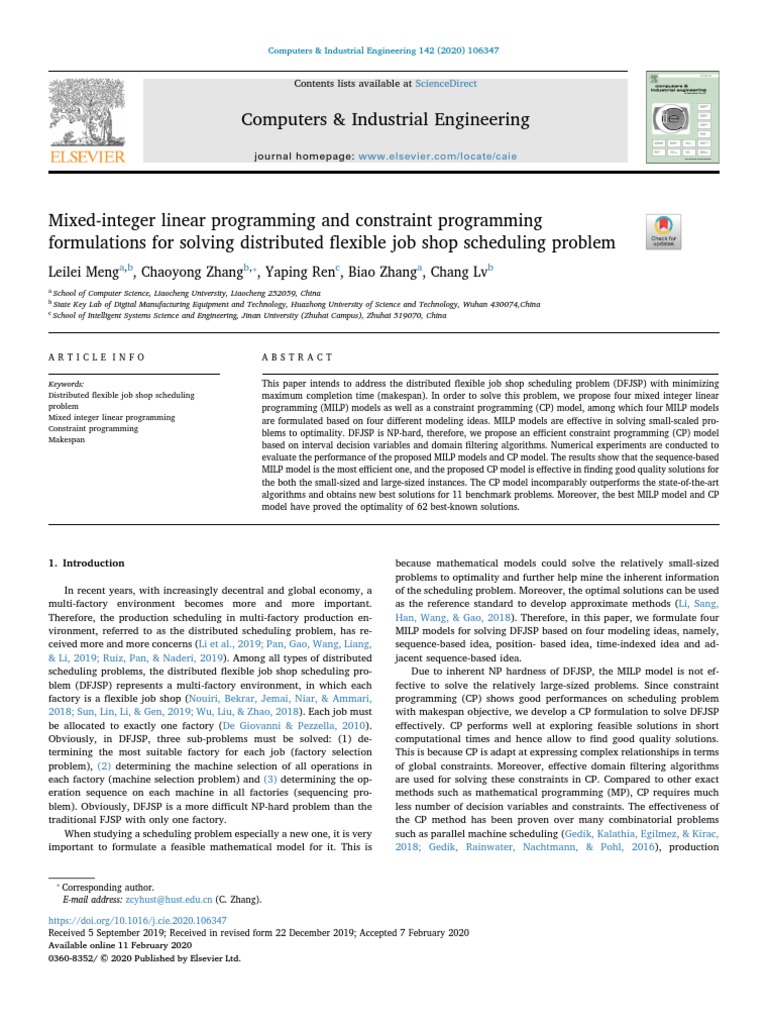 Mixed-Integer Linear Programming and Constraint Programming ...