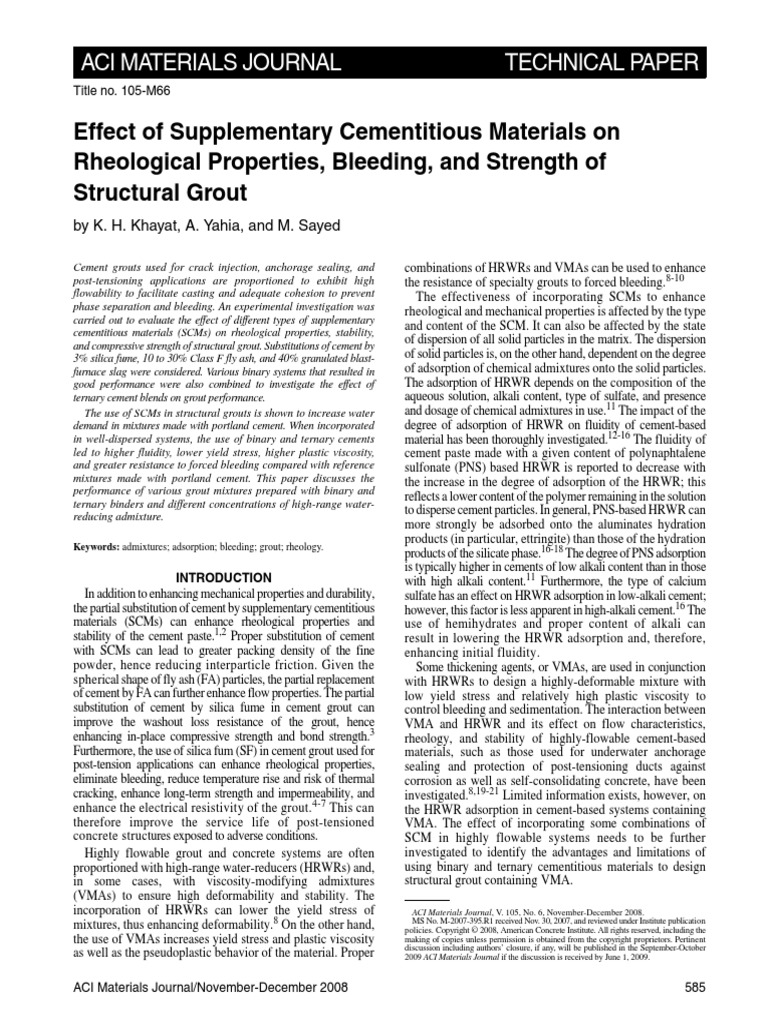 Effect of Supplementary Cementitious Materials On Rheological ...
