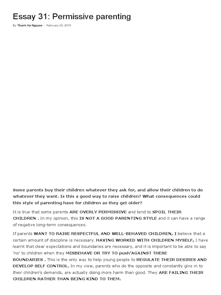 The Dangers of Permissive Parenting | PDF | Parenting | Interpersonal ...