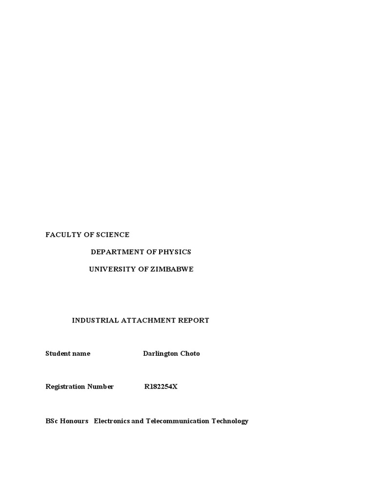 Darlington Choto Industrial Attachment Report PDF Computer Network