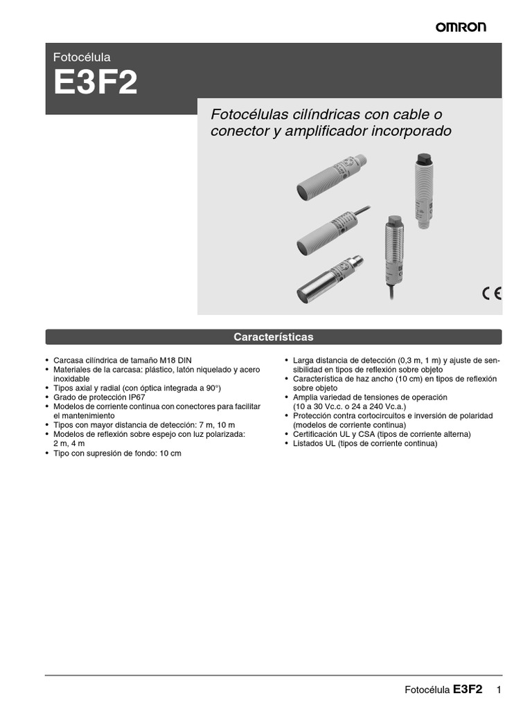 Fotocelulas E3F2 | PDF | Óptica | Ingenieria Eléctrica