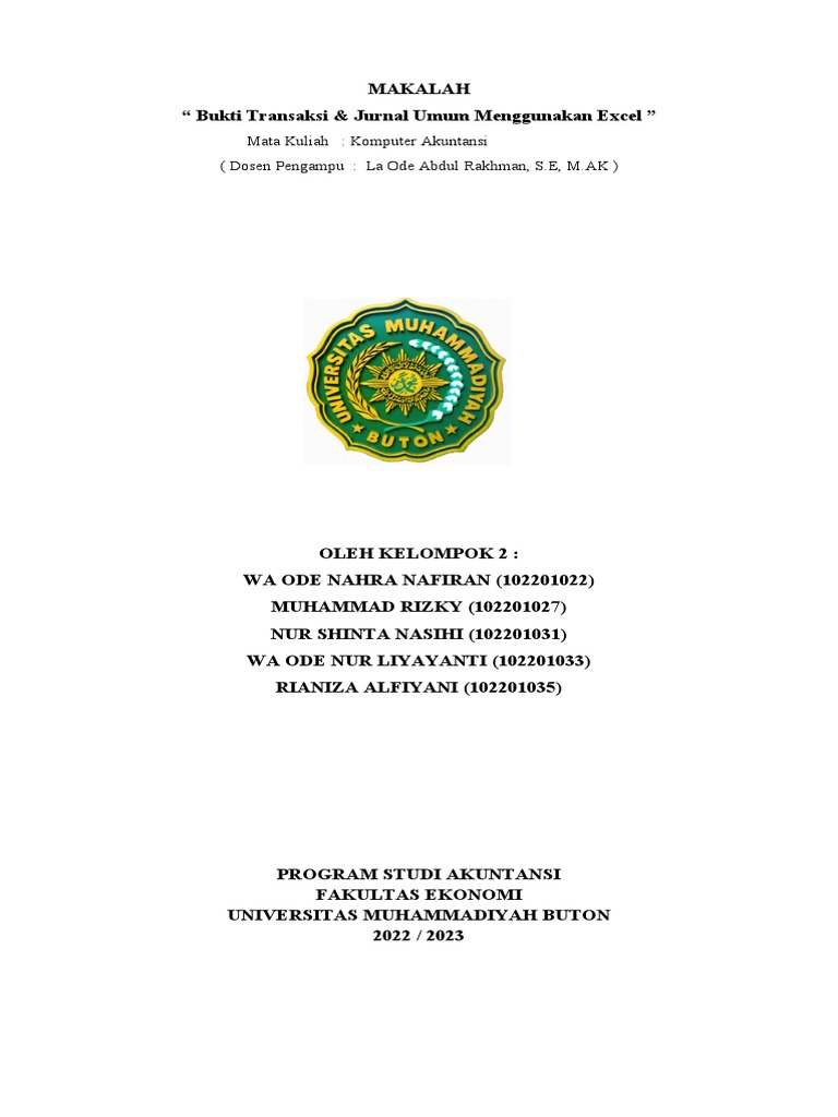 Mata Kuliah: Komputer Akuntansi (Dosen Pengampu: La Ode Abdul Rakhman ...