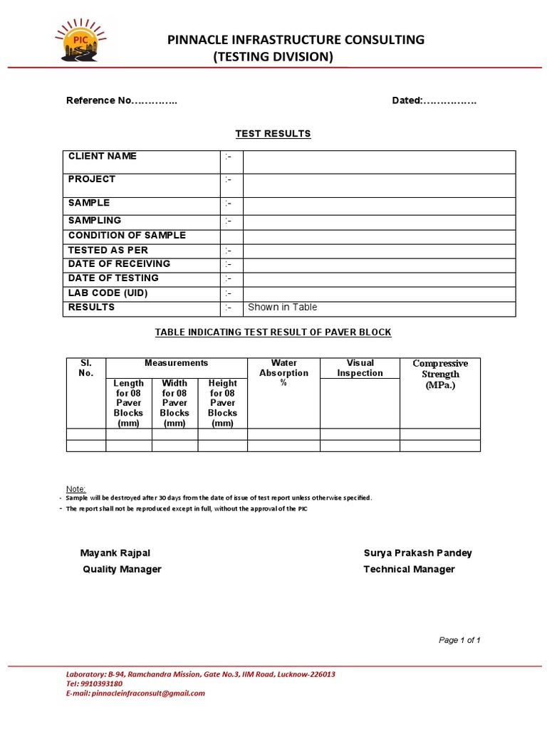 Sample Report_Paver Block PDF