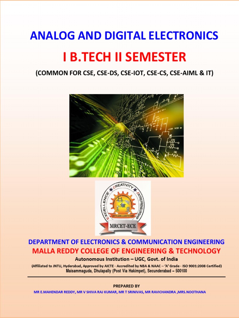 Analog & Digital Electronics Course | PDF | P–N Junction | Diode