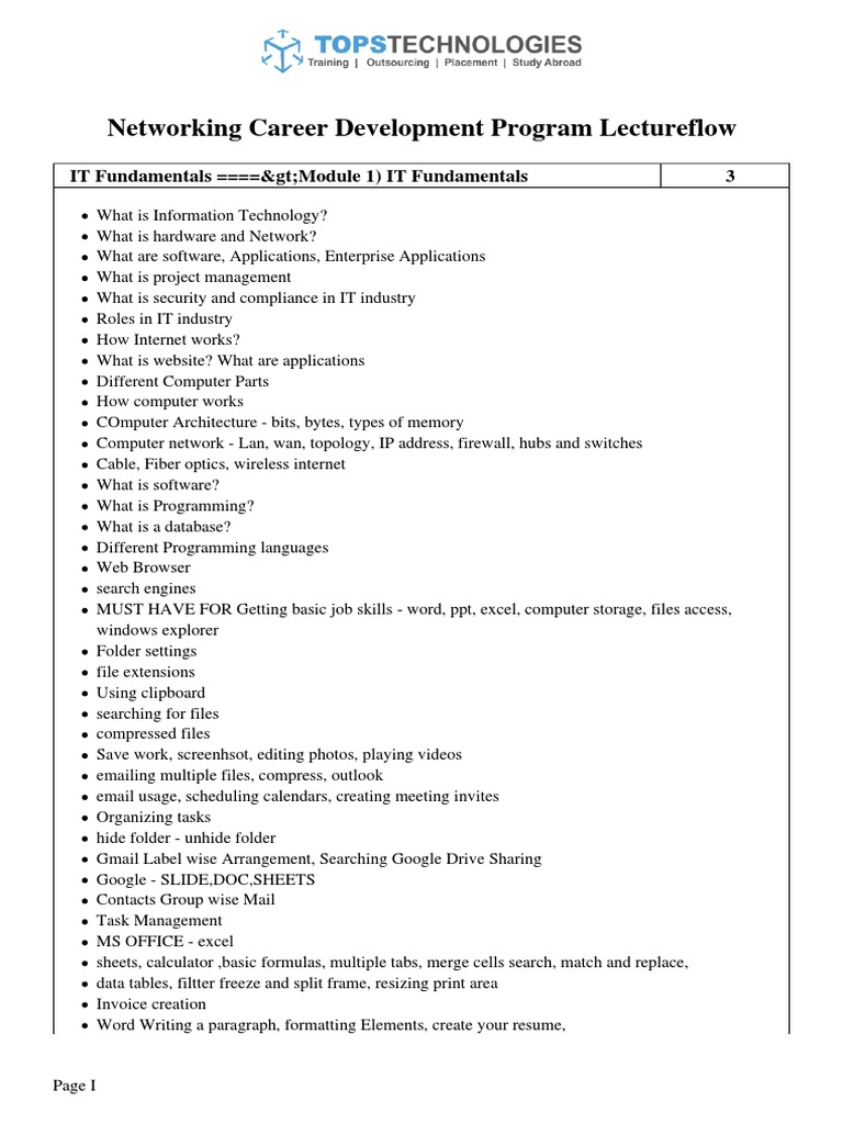 Networking Career Development Program PDF Computer Network Cloud