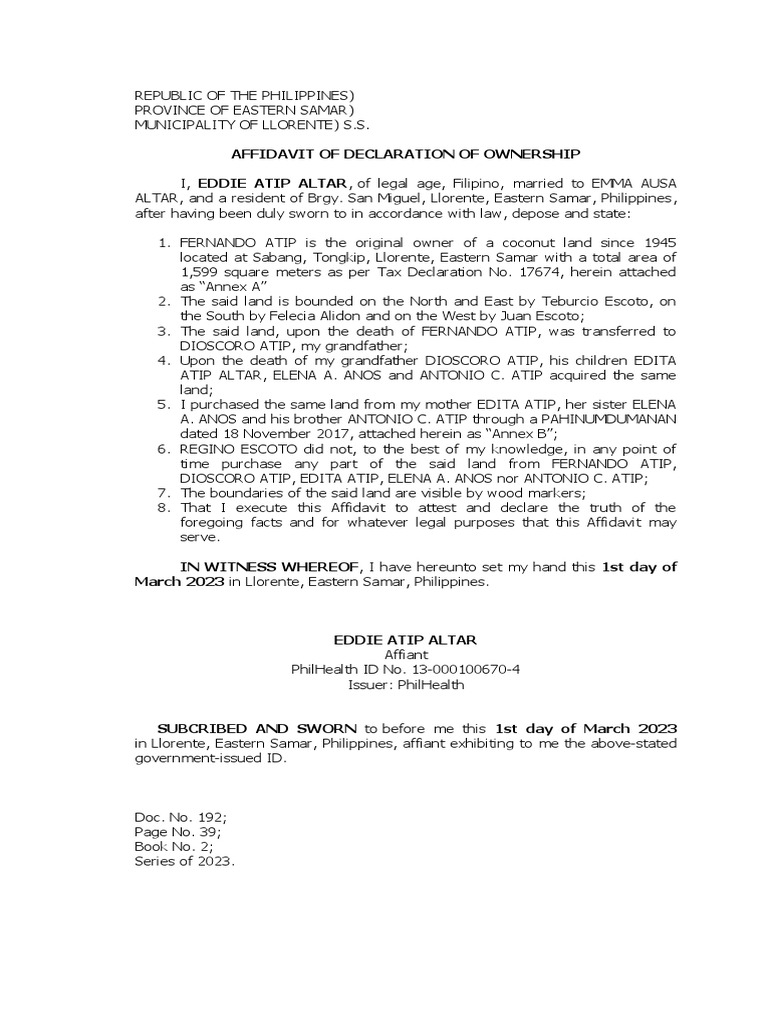 Declaration of Ownership PDF