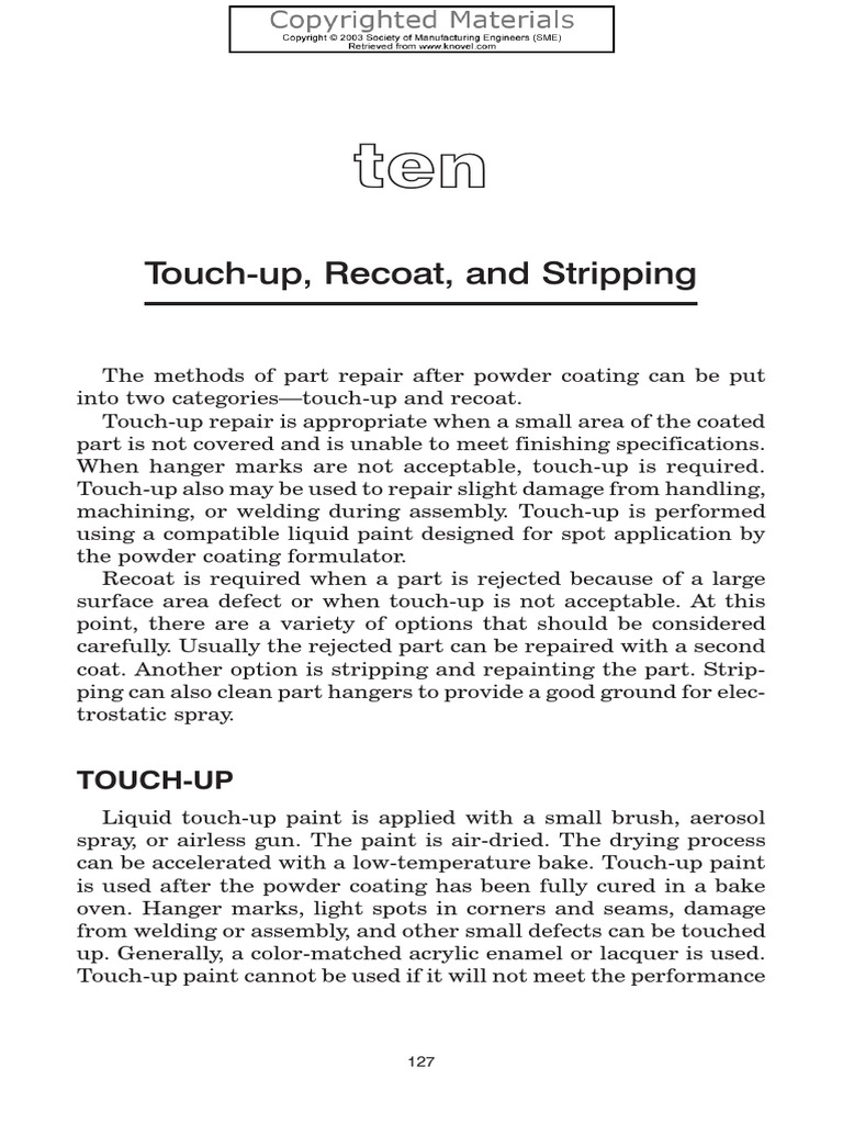 TouchUp, Recoat, and Stripping PDF Paint Materials