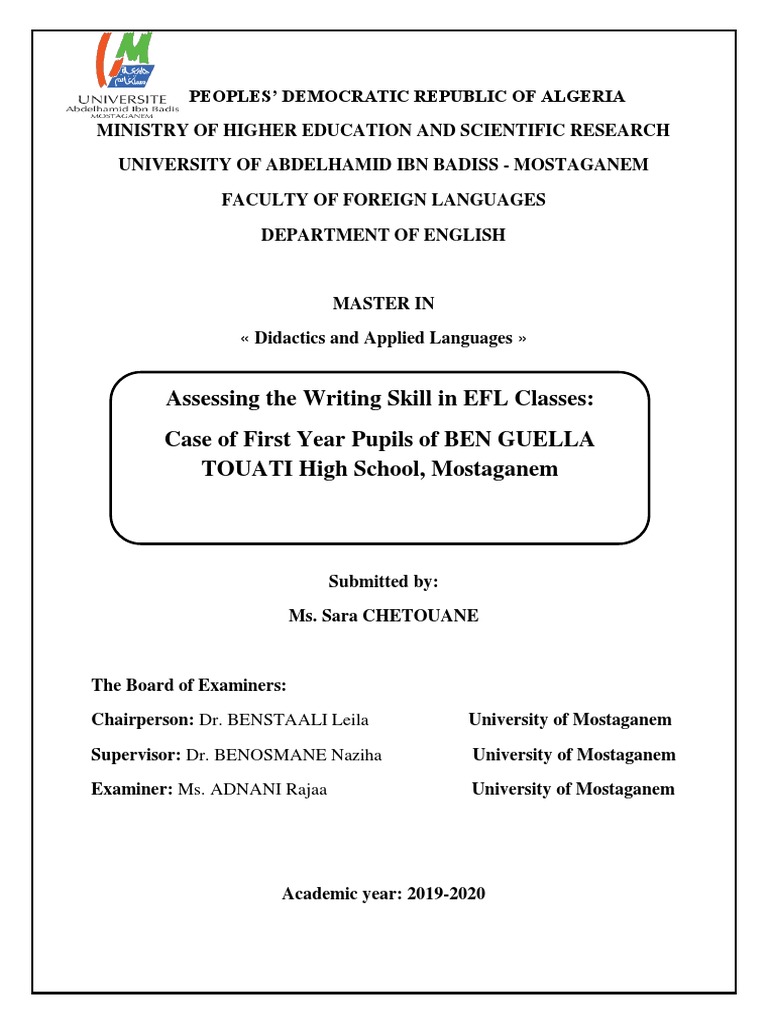 Assessing The Writing Skill in EFL Classes | PDF | Educational ...