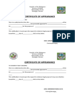 Certificate of Appearance: Hon. Geronimo Omas-As Jr. Punong Barangay