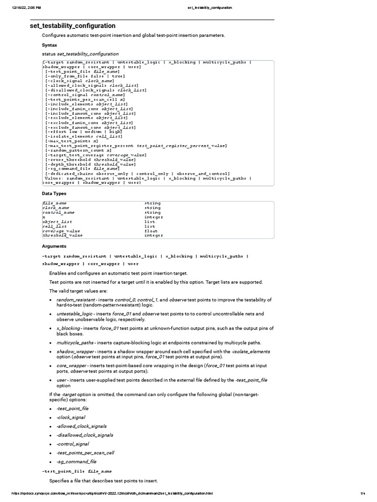 Set testability configuration pdf parameter computer programming