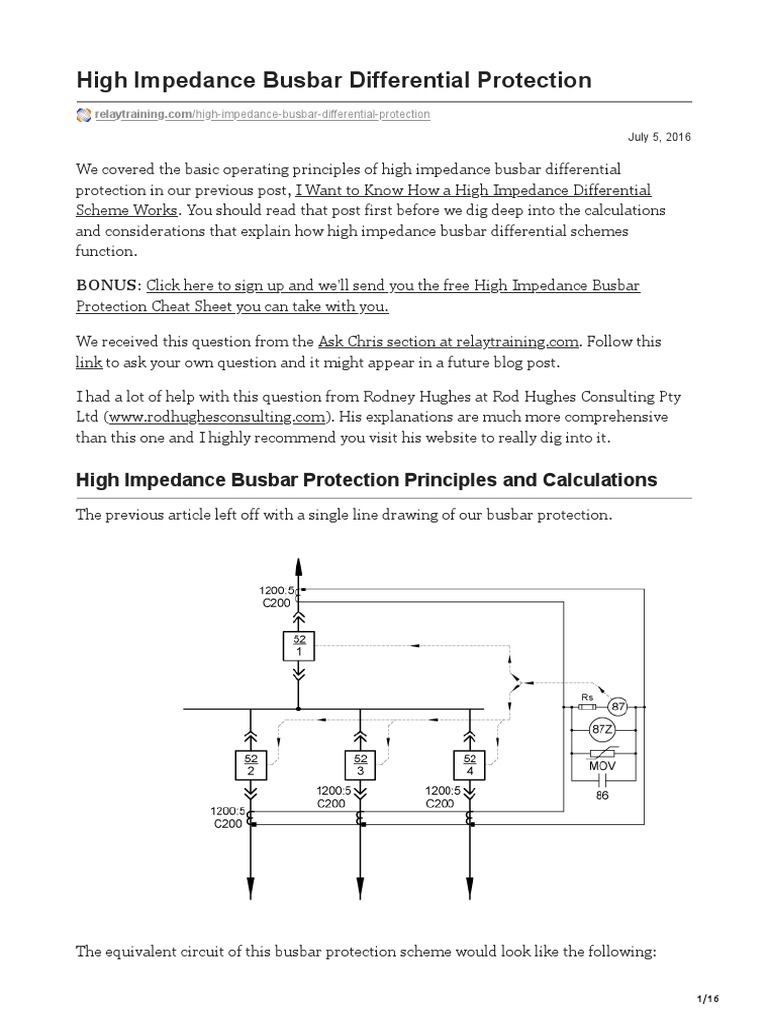 High Impedance Busbar Differential Protection | PDF | Electrical ...