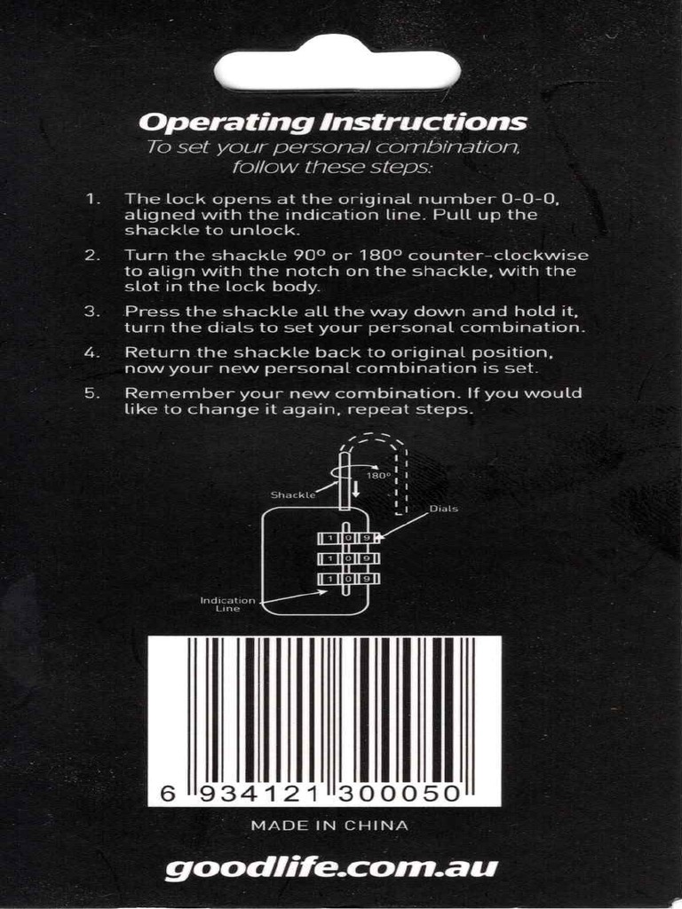 Padlock Instructions PDF