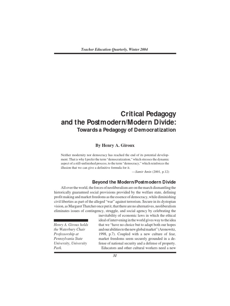 Reading and Teaching Henry Giroux PDF Pedagogy Teachers