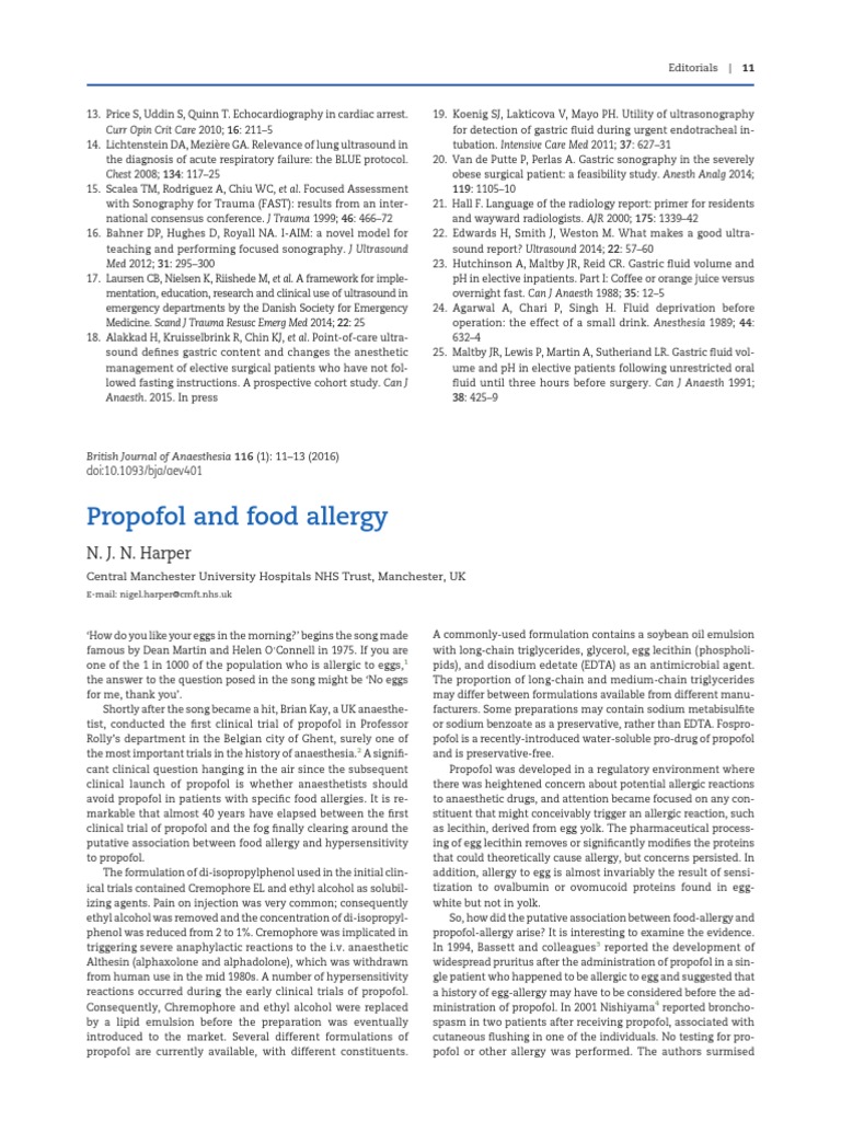 Propofol and Food Allergy 2016 PDF Food Allergy Allergy