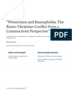 Westernism and Russophobia: The Russo-Ukrainian Con Ict From A Constructivist Perspective