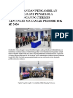 Pelantikan Dan Pengambilan Sumpah Pejabat Pengelola Dilingkungan Poltekkes Kemenkes Makassar Periode 2022 SD 2026