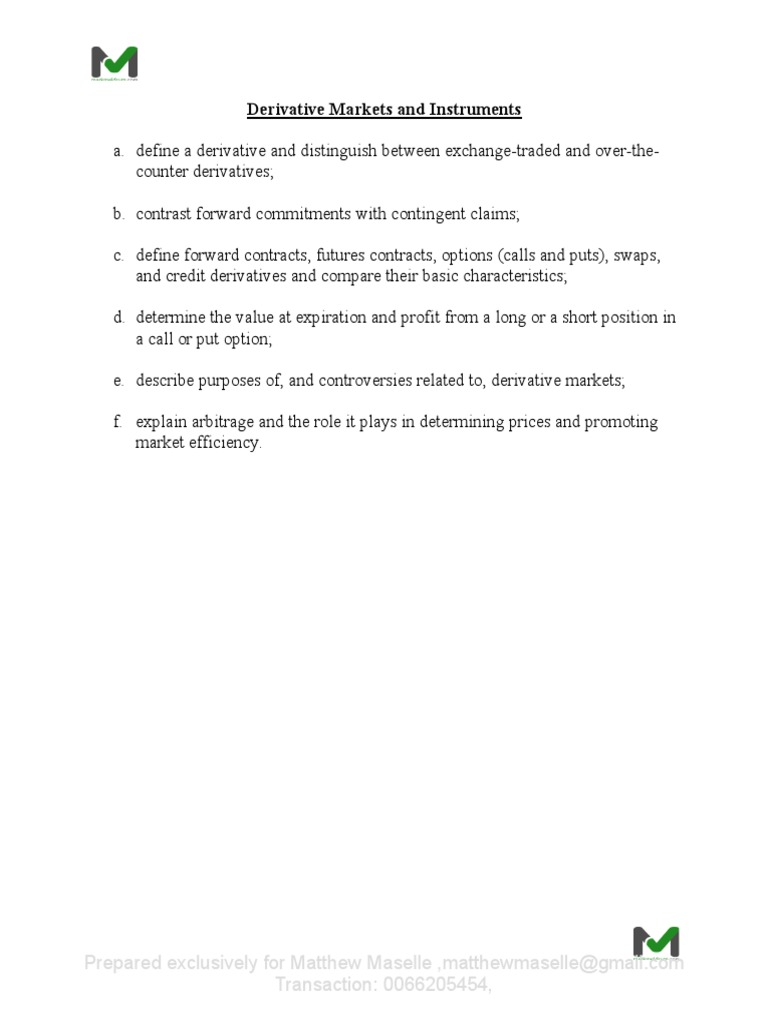 2020 L1 Derivatives and Alternative Investment PDF Derivative