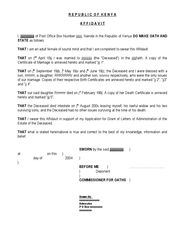 Affidavit - Grant of Probate | PDF