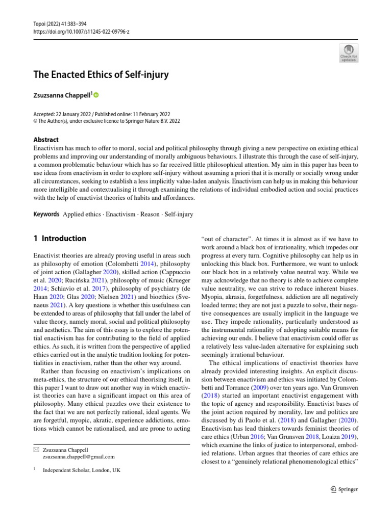 the enacted of self injury | PDF | Self Harm | Morality