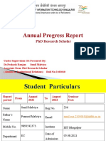 Annual Progress Report: PHD Research Scholar