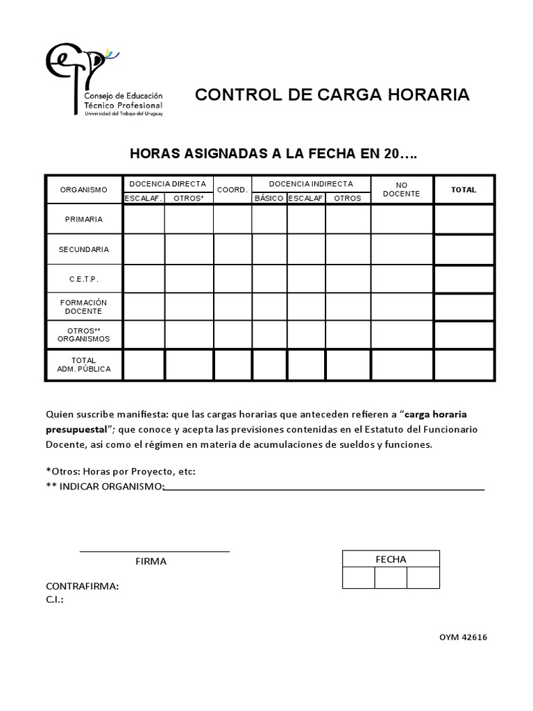 formulario42616controldecargahoraria PDF