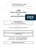 Thèse Pour Le Diplôme D'État DE Docteur en Médecine: Université Paris Diderot - Paris 7